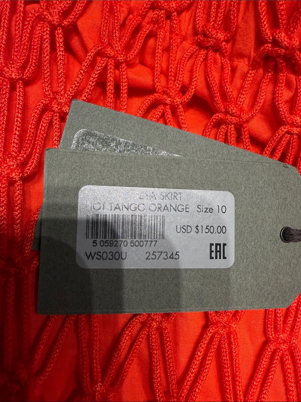 AllSaints Red Macramé Fringe Midi Skirt - Picture 3 of 4